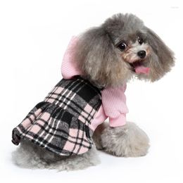 Dog Apparel Pet Supplies Clothes Autumn And Winter Chequered Skirt Four-legged Fleece Clothing Turtleneck Plush