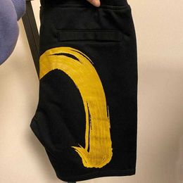 Calções masculinos finos fushen impressão personalizada capris m evisued shorts masculinos oversize solto evisulies em forma de m bordado calças de verão 6867