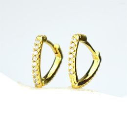 Hoop Earrings Trendy Fashion Cubic Zirconia White Round Zircon Triangle Simple High Jewelry Long V-drop