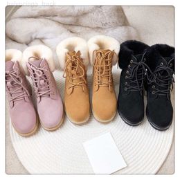 Womens Australia Suede Lace Up Boot Shearling Ankle Combat Boots Designers Winter Shoes Lady Men Short Booties Platform Wool Fur Lining Snow