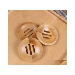 Soap Dishes Round Bamboo Dish Environmentally Friendly Natural Handmade Box Mini Bathroom Holder 8.2X1.3Cm Drop Delivery Home Garden Dhv7I