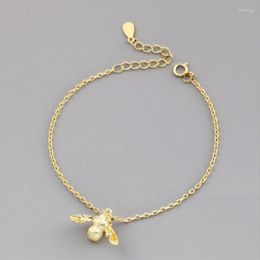 Bangle Fashion Silver Color Cute Charm Golden Bee Adjustable Chain Bracelets For Woman Birthday Wedding Gifts SB064