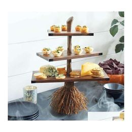 Other Bakeware Cupcake Stand Holder Dessert Cake 3 Tiered Serving Tray Display Reusable Pastry Platter For Halloween Holiday Party D Dhion