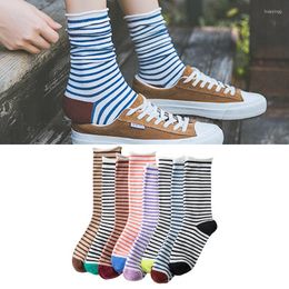 Women Socks Fashion Cotton Colour Rainbow Striped Loose Harajuku Happy Cute Colourful Art Kawaii Funny Casual Retro Tube