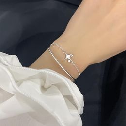 Bangle VENTFILLE 925 Stamp Silver Colour Women's Bracelet Star Double Layer Jewellery Girls Gifts Drop Wholesale