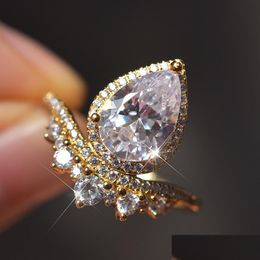 Band Rings Fashion Jewelry Boutique Big Drop Crystal Ring Lady Delivery Dhriy