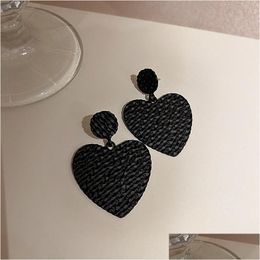 Dangle Chandelier Fashion Jewellery S925 Sier Post Earrings Black Love Heart Stud Drop Delivery Dhz6M