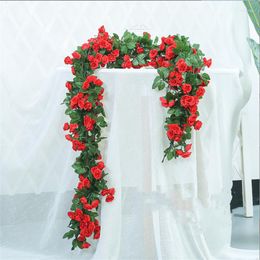 Decorative Flowers 2.4M Red Rose Artificial Silk Rattan Wedding Home Room Decor Party Arrangement Garden Arch Fake Plant Vine