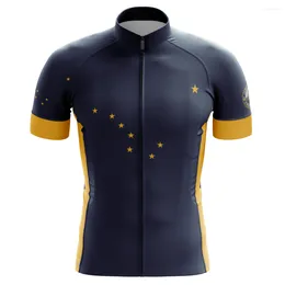 Men's T Shirts Energetic 2023 Black Blue Cycling Jersey For Alaska Small Five-Star Men Short Sleeve Bicycle Clothing Ciclismo