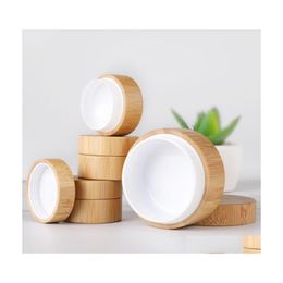Storage Bottles Jars 5Ml 10Ml 30Ml Natural Bamboo Refillable Bottle Cosmetics Jar Box Makeup Cream Pot Container Round Portable Dr Dhnrx