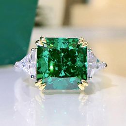 Cluster Rings 925 Sterling Silver Green Palaiba Tourmaline Creates Mozanite Gem Wedding Ring For Women's High-end Jewellery Wholesale