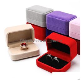 Jewelry Boxes Double Ring Box Earrings Packaging Case Storage Gift Display Organizer For Engagement Wedding Christmas Drop De Dhgarden Dhvbg