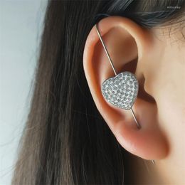 Backs Earrings Kpop Heart Shape Ear Cuff For Women Crystal Stainless Steel Rhinestone Bone Clip Trendy Y2K Jewellery Gift E9566