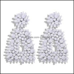 Stud Creative Knitting Trapezoidal Pure Handmade Rice Bead Earrings 1626 Q2 Drop Delivery Jewellery Dh5Io