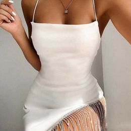 Style Spring And Dress Summer Womens Sexy Backless Pendant Hem Sling Sheath For