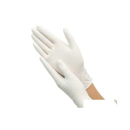 Disposable Gloves 100Pcs Latex White Nonslip Laboratory Rubber Protective Household Cleaning Products Drop Delivery Home Garden Kitc Dhzxj