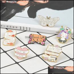 Pins Brooches Handcraft Girl Banner Enamel Pin Badge Keyboard Butterfly Brooch Bag Denim Shirt Lapel Romantic Flower Jewelry Gift 9 Dhzj5