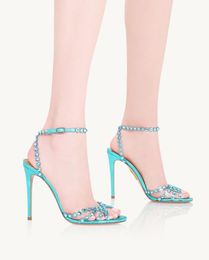 Brands Tequila plexi Sandal Shoes High Heel Festa de Casamento Feminino Sexy Lady Dress Vestido Luxo Gladiador Sandalias Eu35-42