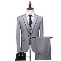 Men's Suits & Blazers Men Slim Business Casual Dress Three-piece Set Jacket Pants Vest / Male Wedding Groom Blazer Coat Trousers Waistcoat