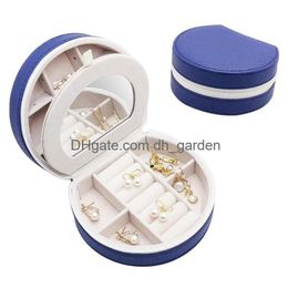 Jewellery Boxes Portable Box Organiser Pu Leather Jewellery Case With Mirror For Rings Earrings Necklace Travel Gifts Drop Del Dhgarden Dhjcg