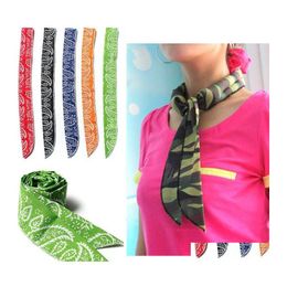 Towel Summer Ice Cooling Wrap Tie 5Colors Nontoxic Neck Arm Cooler Scarf Body Headband Bandana Drop Delivery Home Garden Textiles Dho8D