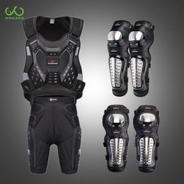 Motorcycle Armour WOSAWE Sleeveless Motocross Chest Back Protection Protective Jacket Windbreaker Shorts Kneepads Full Suit