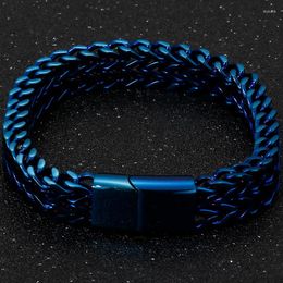 Link Bracelets Men's Bracelet In Stainless Steel 12MM Wide Handles Chain Charm Male Wristband Cuban Mesh Homme Jewellery