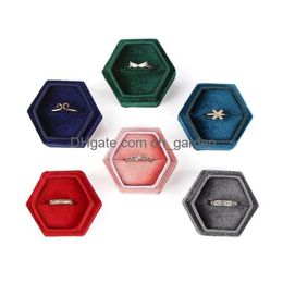 Jewelry Boxes Hexagon Shape Veet Ring Box Small Storage Case Holder Wedding Display For Girls Women Gift Earrings Packaging D Dhgarden Dhe0A