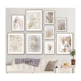 Paintings Beige Reed Dried Flower Canvas Painting Posters And Prints Wall Art Picture Modern Living Room Decoration Drop Delivery Ho Dhi1M