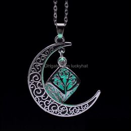 Pendant Necklaces Moon Star Glow In The Dark Necklace Alloy Plated Pendants Jewellery Vjbo4 Uwova 2165 Q2 Drop Delivery Dh4Ql