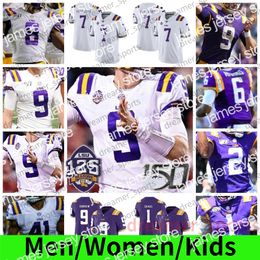 American College Football Wear Custom Burrow Football Jersey LSU Tigers Justin Jefferson Chase Grant Delpit Peterson Mathieu Marshall Guice White NCAA College Jer