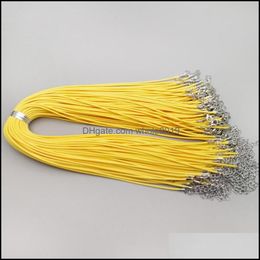 Cord Wire Wholesale Fashion 2Mm Wax Leather Necklace 45Cm Yellow Colour Lobster Clasp Rope Chain Jewellery Accessories 100Pcs/Lot Dro Dhchf