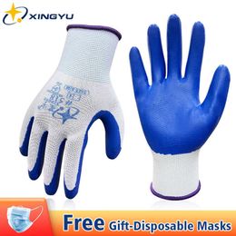 XINGYU Work Gloves For Men 12 Pairs Abrasion Resistant Anti-Slip Safety Nitrile Coating Washable Planting Gardening