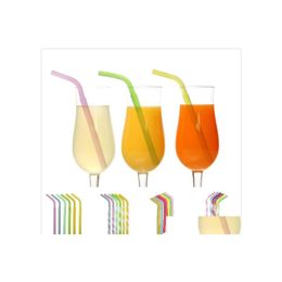 Drinking Straws Reusable Sile St Food Grade Smoothie Sts 215Mm Bend For Bar Home 4 Style Drop Delivery Garden Kitchen Dining Barware Dhlay