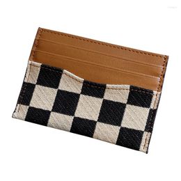 Card Holders Fashion Checkered Cases For Women Genuine Leather Soft Cowhide Female Driving License Case Organizer 7 Slots