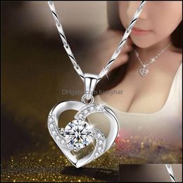 Pendant Necklaces Love Crystal Necklace Sliver Sapphire Birthday Gift For Women Jewelry White Purple 3 2Lr Q2 Drop Delivery Pendants Dhbk9