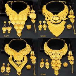 Necklace Earrings Set Luxury Dubai Aristocratic Style Women Jewellery Bridal Ring Bracelet Wedding Dress Accessories