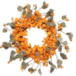 Decorative Flowers 2023 Autumn Wreath Artificial Gesang Floral Thanksgiving Garland For Front Door Hanging Patio Home Decor