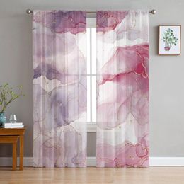 Curtain Watercolour Pink Marble Sheer Curtains For Living Room Modern Bedroom Tulle Window Drapes Decor