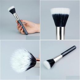 Makeup Brushes Single Face Brush Blush Flat Head Goat Hair Wooden Handle Contour Shadow Doublelayer Loose White Dazzling Soft Plump Dhdzo