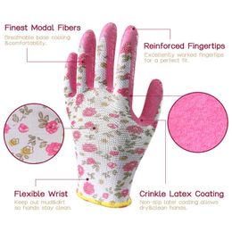 Gardening Gloves 1 Pair Washable Wear Resistant Household Latex Coating Good Grip Anti-Slip Planting Work