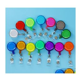 Other Office School Supplies Durable Id Card Clip Holder Name Tag Key Badge Reels Round Solid Work Clasp Colorf Clipon Retractable Dh1R7