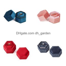 Jewelry Boxes Hexagon Shape Veet Ring Box Storage Case Holder Wedding Display For Girls Women Gift Earrings Packaging Drop De Dhgarden Dhawv