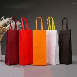 Gift Wrap 50Pcs Nonwovens Champagne Beer Waterproof Bag Color Single Double Bottle Red Wine Hand Handle Packaging Pouches
