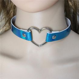 Choker Women Girls Adjustable Hollow Out Heart Punk Faux Leather For Party Cosplay Jewellery Accessories Chokers