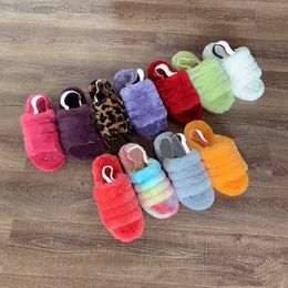 Women Fluff Yeah Slide Furry Slippers Men Winter Shoes Rainbow Gradient Sherpa Plush Furry Australia Slides Fuzzy House Fluffy Sneaker