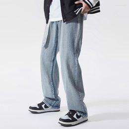 Men's Jeans 2023 Korean Men Straight Loose Cotton Wide-leg Pants High Street Hip Hop Vintage Male Trousers