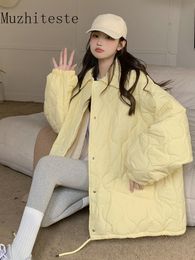 Women's Down Parkas Autumn Winter Lingge Cotton Suit Solid Colour Lapel Loose Korean Large Size Coat Jackets Jacket 230111