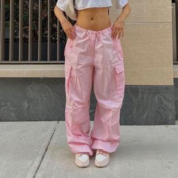 Women's Pants SIYU Casual Drawstring Cargo Women Fashion Loose Low Waist Joggers Hip Hop Baggy Trousers Wide Leg Streetwear