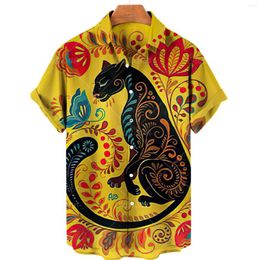 Men's Casual Shirts Unisex 2023 Summer Hawaiian Shirt Men 3d Animal Print And Women Tiger Pattern Short Sleeve Loose Breathable Top 5xl